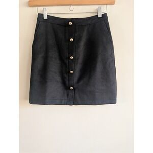 Loft Wool‎ Blend Faux Button Front Mini Skirt Womens Sz 0 Professor Academia